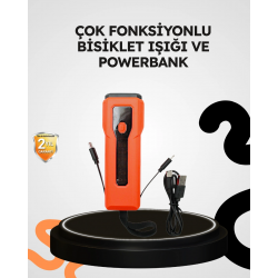 Mey İthalat® 600 Lümen Bisiklet Ön Işık Powerbankli Çakar COB Led