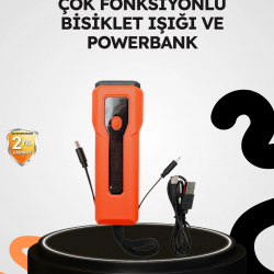Mey İthalat® 600 Lümen Bisiklet Ön Işık Powerbankli Çakar COB Led