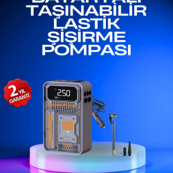 Mey İthalat® 6000mAh Bataryalı LED Ekranlı Akıllı Hava Kompresörü