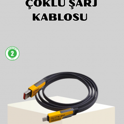 Mey İthalat® 65W Çoklu Şarj Kablosu 4’ü 1 Arada Örgülü Hızlı Veri Aktarım USB-C USB-A