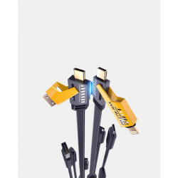 Mey İthalat® 65W Çoklu Şarj Kablosu 4’ü 1 Arada Örgülü Hızlı Veri Aktarım USB-C USB-A