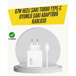 Mey İthalat® 67W Turbo Hızlı Şarj Adaptörü ve Type-C Kablo Güvenli Şarj Teknolojisi