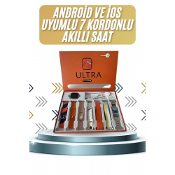 Mey İthalat® 7 Kordonlu Akıllı Saat Plastik Kordon Hasır Kordon Çelik Kordon