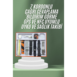 Mey İthalat® 7 Kordonlu Akıllı Saat Plastik Kordon Hasır Kordon Çelik Kordon