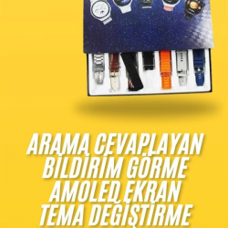 Mey İthalat® 7 Kordonlu Akıllı Saat Siyah Kasa Dokunmatik Ekran Uyku ve Sağlık Takibi