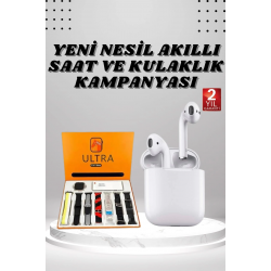Mey İthalat® 7 Kordonlu Akıllı Saat Ve 2.Nesil Kulaklık Yüksek Ses Kaliteli Uzun Pil Ömrü