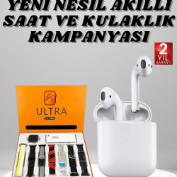 Mey İthalat® 7 Kordonlu Akıllı Saat Ve 2.Nesil Kulaklık Yüksek Ses Kaliteli Uzun Pil Ömrü