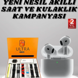 Mey İthalat® 7 Kordonlu Akıllı Saat Ve 3.Nesil Kulaklık Dokunmatik Ekran Sesli Görüşme Yapabilen