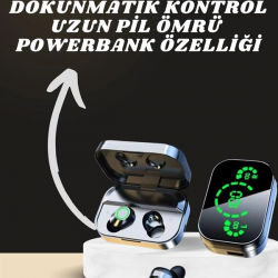 Mey İthalat® 7 Kordonlu Akıllı Saat Ve Aynalı Bluetooth Kulaklık Powerbank Dijital Göstergeli