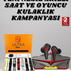 Mey İthalat® 7 Kordonlu Akıllı Saat Ve Oyuncu Kulaklığı Bluetooth Bağlantılı Android ve İOS Uyumlu