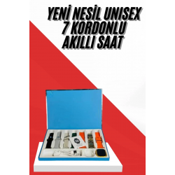 Mey İthalat® 7 Kordonlu Unisex Akıllı Saat Çoklu Kordon Seçeneği Amoled Ekran