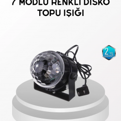 Mey İthalat® 7 Renk Modlu Müzik Sensörlü Disko Topu – LED Işıklı Parti Aydınlatması