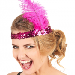 Mey İthalat® 70'ler 80'ler ve 90'lar Temalı Fuşya Renk Çarliston Saç Bandı