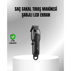 Mey İthalat® 7000 RPM Güçlü Motorlu LCD Göstergeli Şarjlı Tıraş Makinesi