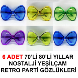 Mey İthalat® 70li 80li Yıllar Nostalji Yeşilçam Retro Parti Gözlükleri 6 Adet