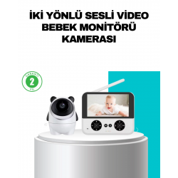 Mey İthalat® 720P Bebek Kamerası Uzaktan Kontrollü Gece Görüşlü Monitör