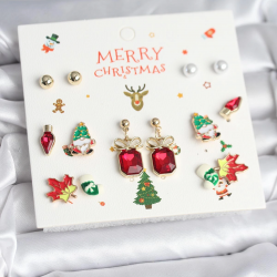 Mey İthalat® 8 Çift Yılbaşı Temalı Kadın Küpe