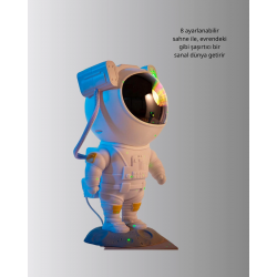 Mey İthalat® 8 Efektli Astronot Galaxy Projektör Uzaktan Kumandalı LED Gece Lambası