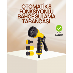 Mey İthalat® 8 Fonksiyonlu Bahçe Sulama Tabancası Seti Çok Amaçlı Hortum Ucu