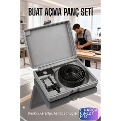 Mey İthalat® 8 Parça Profesyonel Panç Buat Açma Seti - Ahşap ve Alçıpan Delme Testere Seti (63-127 mm)