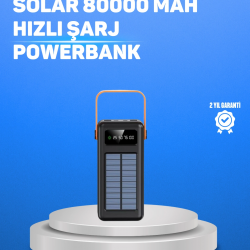 Mey İthalat® 80000 mAh Yüksek Kapasiteli Powerbank Göstergeli Solar Şarj Cihazı