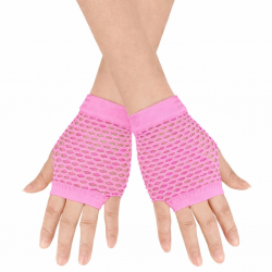 Mey İthalat® 80’ler 90’lar Retro Neon Pembe File Parmaksız Kısa Eldiven 11 cm