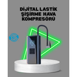 Mey İthalat® 80W Kablosuz Dijital Ekranlı Taşınabilir Lastik Şişirme Pompası
