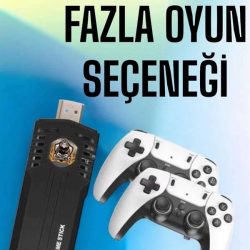 Mey İthalat® 8K Android TV Gme Stick Video Oyun Konsolu Aile Retro 35000 Oyunlu Çift Kollu