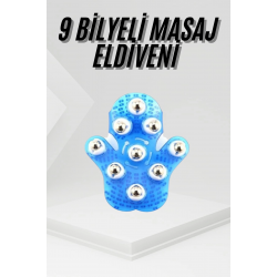 Mey İthalat® 9 Bilyeli Masaj Eldiveni Tüm Vücut Masajına Uygun Kafa Masaj Aleti