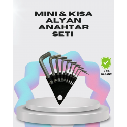 Mey İthalat® 9 Parça Kısa Tip Alyan Seti Isıl İşlemli Profesyonel Kullanım