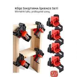 Mey İthalat® 90 Derece Köşe Sıkıştırma İşkence Seti 4'lü - Köşe Tutucu Köşe Birleştirici