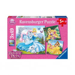 Mey İthalat® 93465 Palace Pets Belle, Cinderella, Rapunzel 3x49 parça Ravensburger Puzzle