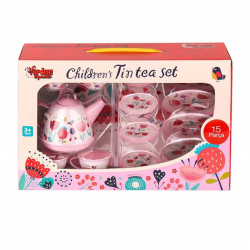 Mey İthalat® 998A-998B Çiçek Desenli Metal Çay Seti 15 Parça -Vardem Oyuncak