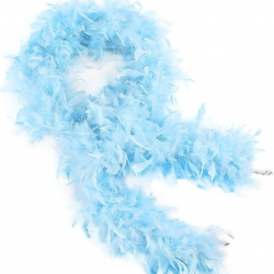 Mey İthalat® Açık Mavi Renk Kabarık Kalın Otriş Boa Tüy 6 cm Genişlik 180-200 cm Uzunluk