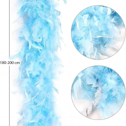 Mey İthalat® Açık Mavi Renk Kabarık Kalın Otriş Boa Tüy 6 cm Genişlik 180-200 cm Uzunluk