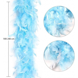 Mey İthalat® Açık Mavi Renk Kabarık Kalın Otriş Boa Tüy 6 cm Genişlik 180-200 cm Uzunluk