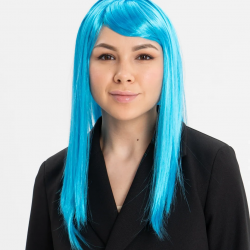 Mey İthalat® Açık Mavi Renk Uzun Düz Parti Peruğu