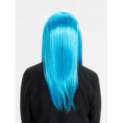 Mey İthalat® Açık Mavi Renk Uzun Düz Parti Peruğu