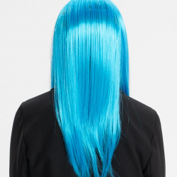 Mey İthalat® Açık Mavi Renk Uzun Düz Parti Peruğu