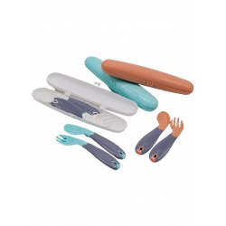 Mey İthalat®  Açılı Mama Kaşık Çatal Takımı 703 Gri