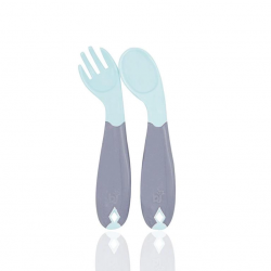 Mey İthalat®  Açılı Mama Kaşık Çatal Takımı 703 Yeşil