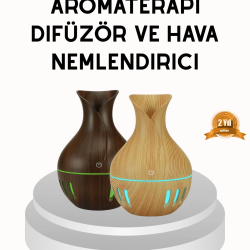 Mey İthalat® Ahşap Desenli 130 ml Aromaterapi Difüzör Sessiz ve USB Bağlantılı