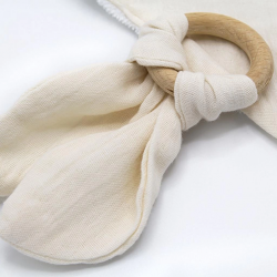 Mey İthalat®  Ahşap Diş Kaşıyıcılı Bürümcük Müslin Önlük 736 Ekru