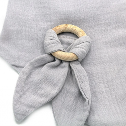 Mey İthalat®  Ahşap Diş Kaşıyıcılı Bürümcük Müslin Önlük 736 Gri