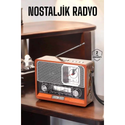 Mey İthalat® Ahşap Görünümlü Retro Bluetooth Radyo USB,AUX Ve SD Kart Girişli