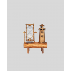 Mey İthalat® Ahşap Gövdeli Deniz Feneri Formlu Kum Saati – 15x20 cm Masa Dekoru