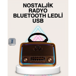 Mey İthalat® Ahşap Nostaljik Radyo Bluetooth USB SD Kart Destekli