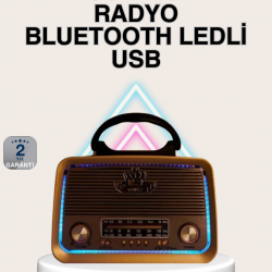 Mey İthalat® Ahşap Nostaljik Radyo Bluetooth USB SD Kart Destekli