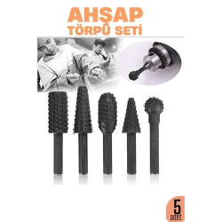 Mey İthalat® Ahşap Oyma Törpü Seti –5'li Matkap Ucuna Şekillendirme Takımı