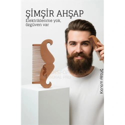 Mey İthalat® Ahşap Sakal ve Bıyık Tarağı – Antistatik Şimşir Tarak